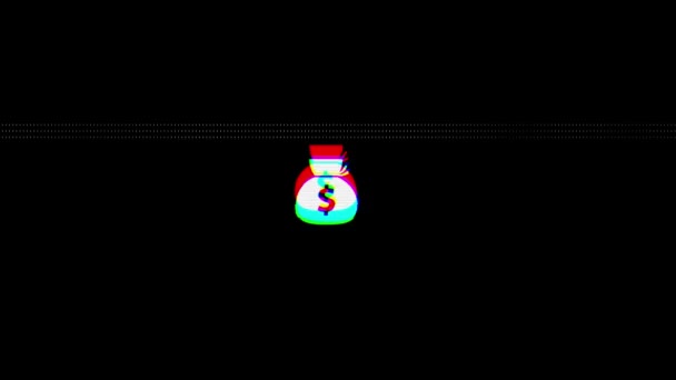 Глюки Гроші Смокчуть Іконку Анімації Кібератака Шкідливе Програмне Забезпечення Зламування — стокове відео