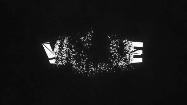 Valeur Word Fracassée Animation Boucle Fracturée Par Explosion Canal Alpha — Video