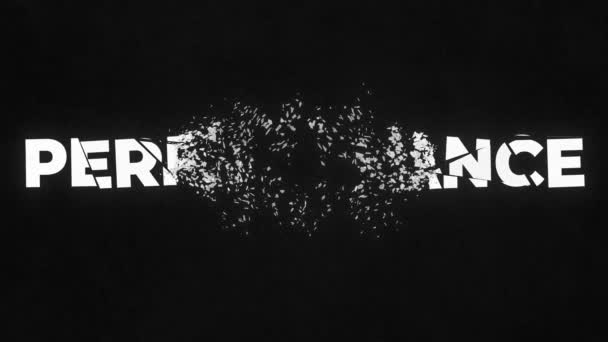破碎的文字表演 爆炸破裂的循环动画 阿尔法频道高质量的4K镜头 — 图库视频影像