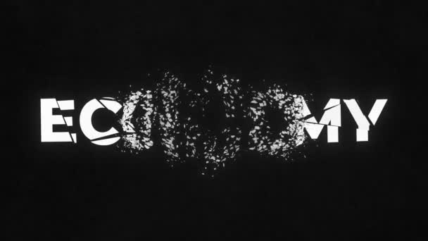 Förstörd Ordekonomi Explosionsskadad Loop Animation Alfakanal Högkvalitativ Film — Stockvideo