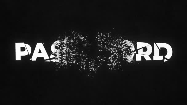 Zertrümmertes Word Passwort Animation Einer Explosionsbedingten Schleife Alpha Kanal Hochwertiges — Stockvideo