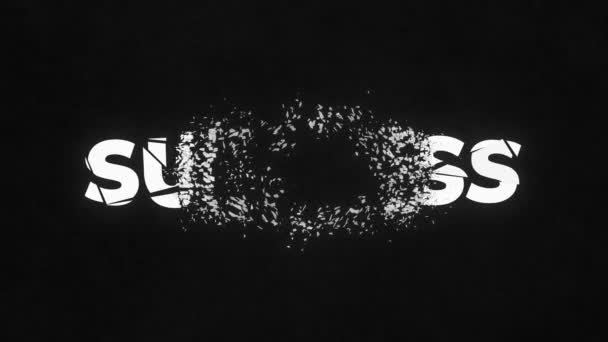 破碎的文字成功 爆炸破裂的循环动画 阿尔法频道高质量的4K镜头 — 图库视频影像