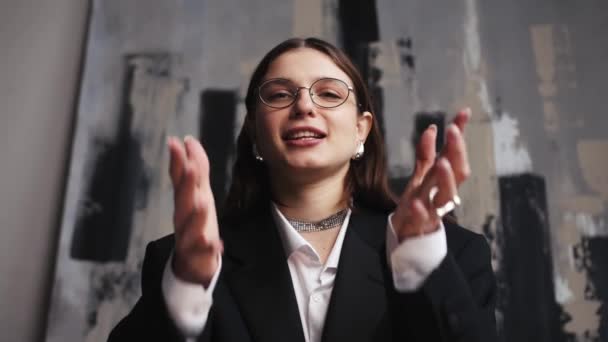 Video Pov Kadın Konuşuyor Kadını Duygusal Konuşan Video Toplantısı Yüksek — Stok video