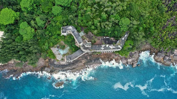 Seychellen Traumhaft Schöne Küste Und Strände Blick Von Oben — Stockfoto