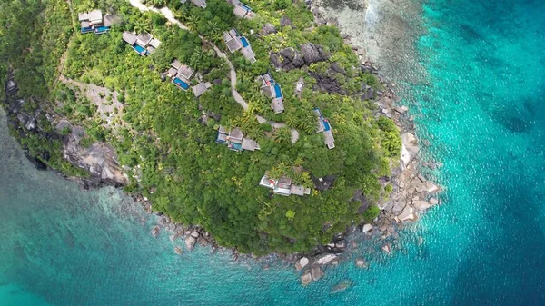 Seychellen Blick Auf Küste Und Meer Von Oben — Stockfoto