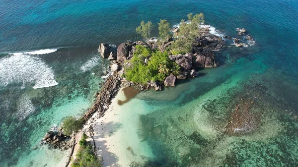 Seychellen Traumhaft Schöne Küste Und Strände Blick Von Oben — Stockfoto