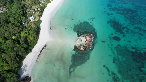 Islas Seychelles Hermosa Costa Playas Vista Desde Arriba — Foto de Stock