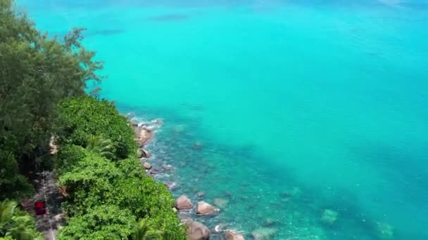 Берег Сейшельських Островів Бірюзовий Вид Висоти — стокове відео