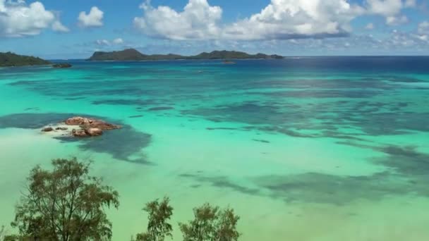 Seychelles Costa Turquesa Vista Mar Desde Arriba — Vídeos de Stock