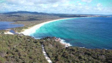 Tazmanya, Avustralya Yukarıdan güzel deniz manzarası.