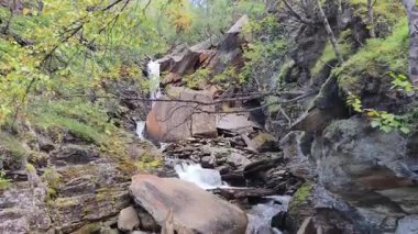 Waterfall video in a rocky gorge in the beautiful Norwegian mountains