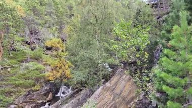 Waterfall video in a rocky gorge in the beautiful Norwegian mountains