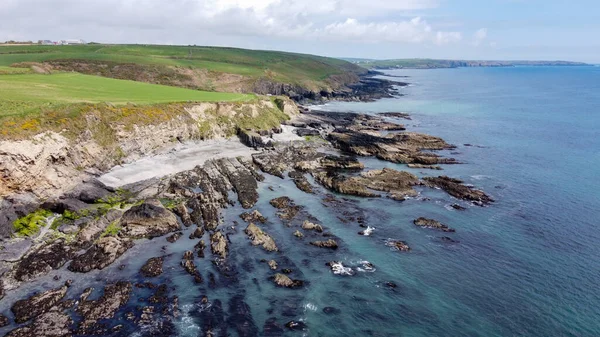 Drone photo. The coast of the island of Ireland. A rocky reef in the Celtic Sea. Beautiful coastline of northern Europe. Nature of Southern Ireland.