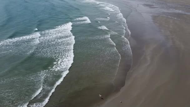 Una Spiaggia Con Sabbia Onde Marea Schiuma Bianca Mare Video — Video Stock