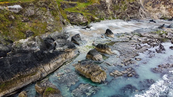 Große Steine Meeresufer Draufsicht Die Felsige Küste Südirlands Schöne Natur — Stockfoto