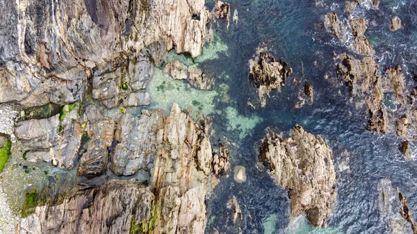 Drone Photo View Lot Boulders Sea Water Top View Coastal — Stock Photo, Image