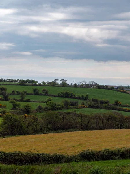 Живописные Ирландские Холмы Красивым Облачным Небом Ирландская Природа Весенний Пейзаж — стоковое фото
