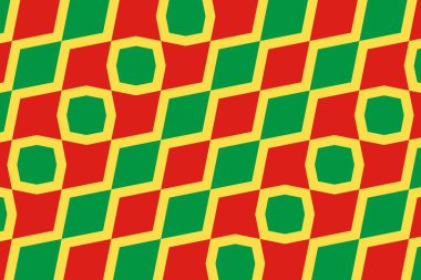 Kongo Cumhuriyeti bayrağının renklerinde geometrik desen. Kongo Cumhuriyeti 'nin renkleri.