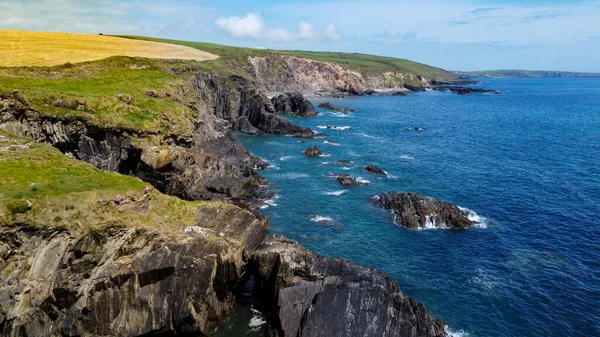 Campos Agrícolas Costa Rocosa Del Mar Céltico Sur Irlanda Condado — Foto de Stock