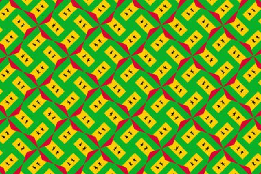 Sao Tome ve Principe bayrağının renklerinde geometrik desen. Sao Tome ve Principe 'nin renkleri.