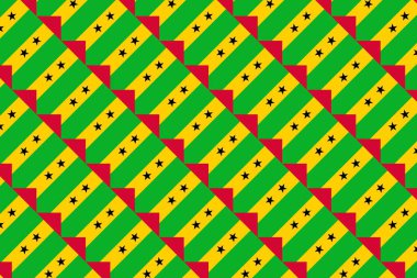 Sao Tome ve Principe bayrağının renklerinde geometrik desen. Sao Tome ve Principe 'nin renkleri.