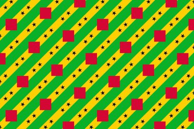 Sao Tome ve Principe bayrağının renklerinde geometrik desen. Sao Tome ve Principe 'nin renkleri.