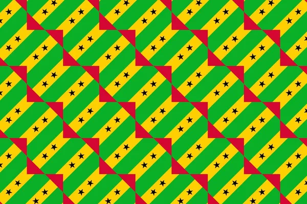 Sao Tome ve Principe bayrağının renklerinde geometrik desen. Sao Tome ve Principe 'nin renkleri.