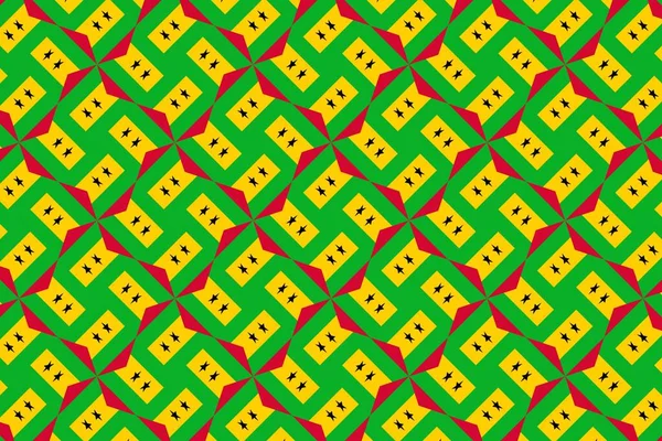 Sao Tome ve Principe bayrağının renklerinde geometrik desen. Sao Tome ve Principe 'nin renkleri.