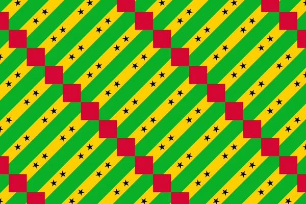 Sao Tome ve Principe bayrağının renklerinde geometrik desen. Sao Tome ve Principe 'nin renkleri.