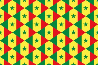 Senegal bayrağının renklerinde geometrik desen. Senegal 'in renkleri.