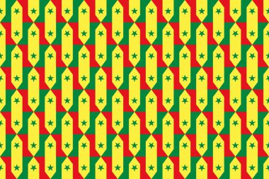 Senegal bayrağının renklerinde geometrik desen. Senegal 'in renkleri.