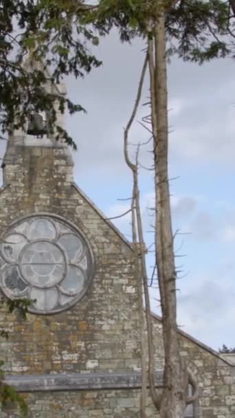 Tall Coniferous Trees Front Nineteenth Century Stone Church Darrara Christian — Video