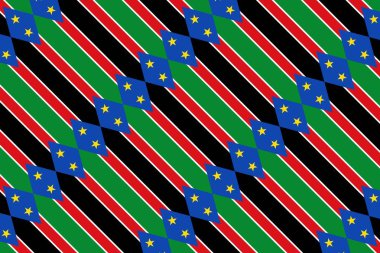 Geometric pattern in the colors of the national flag of South Sudan. The colors of South Sudan.