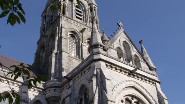 Spires Cathedral Fin Barre Irish City Cork Building Anglican Church — Stok video