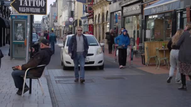 Cork Irsko Září2022 Pohyb Obyvatel Podél Městské Ulice Centru Corku — Stock video