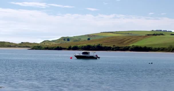 County Cork Irland August 2022 Ein Kleines Motorboot Liegt Einem — Stockvideo
