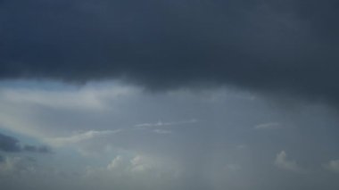 Gloomy rain clouds are moving fast in the sky, timelapse video. Cumulus clouds in the sky as a background.