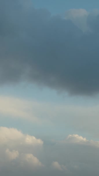 Timelapse Відео Про Ранкове Небо Швидко Рухомими Кумульськими Хмарами Вертикальне — стокове відео