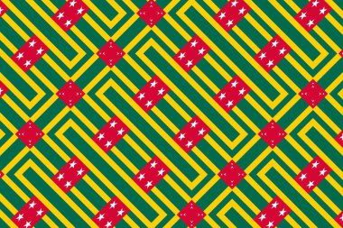 Togo 'nun ulusal bayrağının renklerinde geometrik desen. Togo 'nun renkleri.