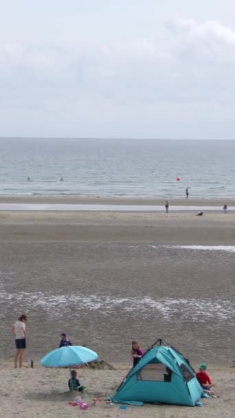 Округ Корк Ирландия Августа 2022 Года Дети Играют Песчаном Пляже — стоковое видео