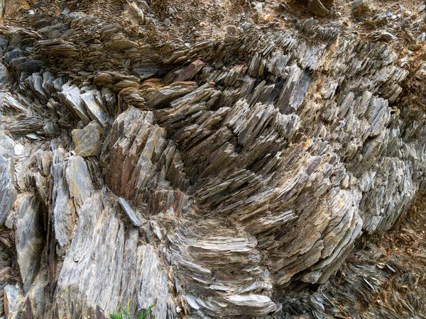 Sedimentary rock layers, earth or rock surface texture with corrosion for background. Geological leyers