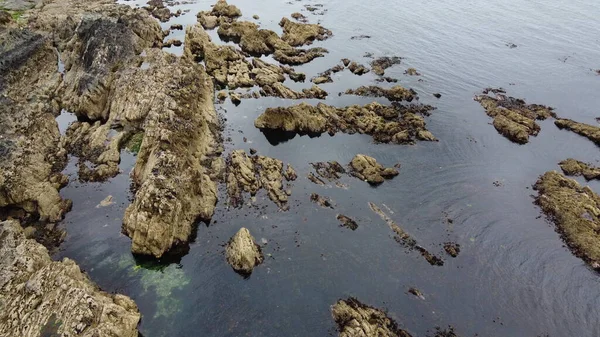 Skalnaté Pobřeží Velké Kameny Seascape Hnědá Skála Vodní Ploše — Stock fotografie