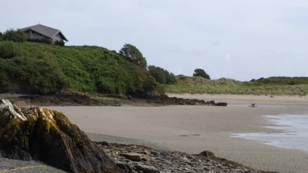 緑豊かな丘の上に絵のような家があり アイルランドの大西洋の険しい海岸線を見下ろす — ストック動画