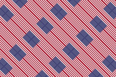 ABD bayrağının renklerinde geometrik desen. ABD 'nin renkleri.