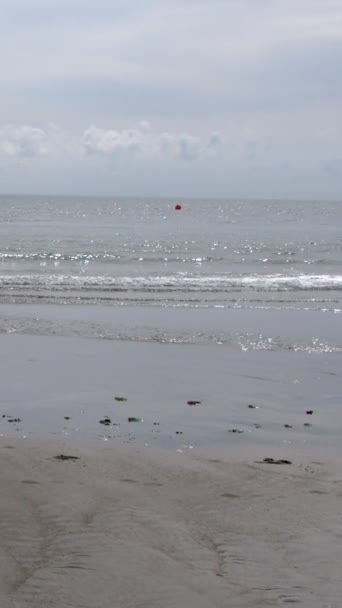 대서양을 가로지르는 수평선 모래사장 흩어져 풍경의 아래에는 해변이 펼쳐져 있습니다 — 비디오