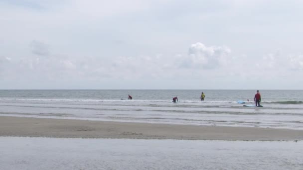 West Cork Irsko Srpna2022 Skupina Surfařů Trpělivě Čeká Písčité Pláži — Stock video
