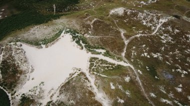 Yazın İrlanda 'da bitkiler, kum tepeleri, manzaranın zirvesi. Güzel İrlanda tepeleri, manzara. Meşhur İrlanda sahili kumulları.