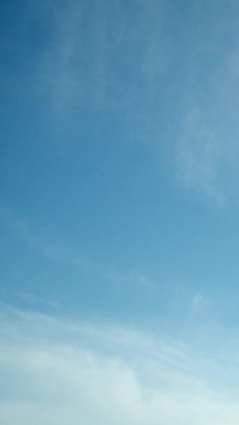 Небо Служит Спокойным Фоном Дрейфующих Циррусовых Облаков Вертикальное Видео — стоковое видео
