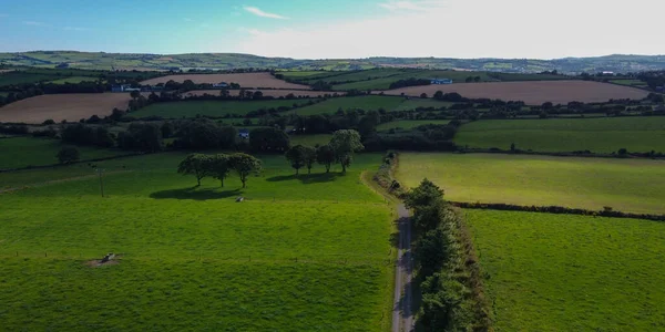 Campos Agrícolas Irlandeses Vista Superior Paisaje Agrícola Verano Campos Hierba — Foto de Stock
