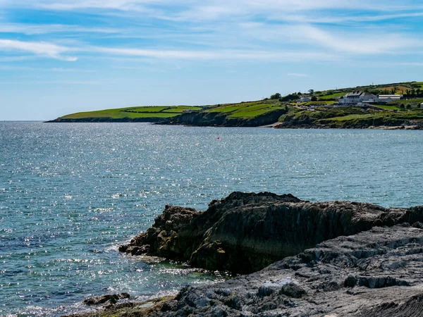 晴れた夏の日に岩だらけのアイルランドの海岸 澄んだ空の下の青い海 — ストック写真